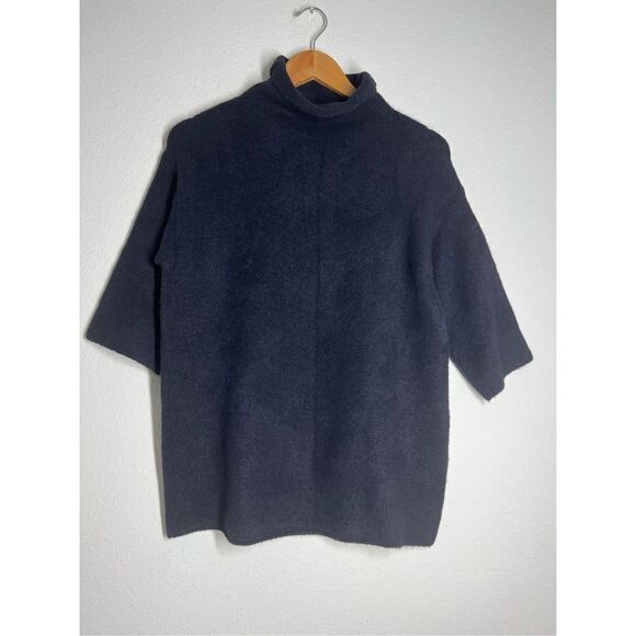 Zara Knit  Melange Knitted Turtleneck Top Black Size S Turtleneck - Picture 1 of 9